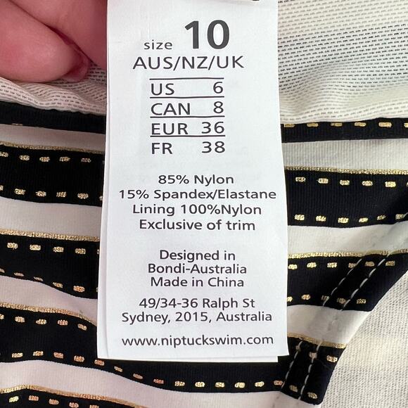 Nip Tuck Swim Womens Size 6 Bikini Swimwear Bottoms Black White Stripe NWT - Picture 8 of 9